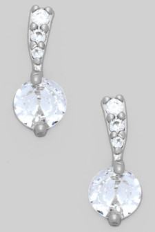 Cz Pave Bar Studs With Round Cz