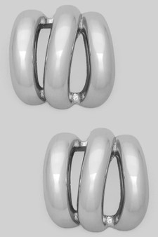Wide Triple Stack Brass Post Earrings