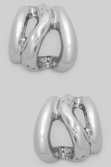 Textured Cutout Brass Scoop Hoops