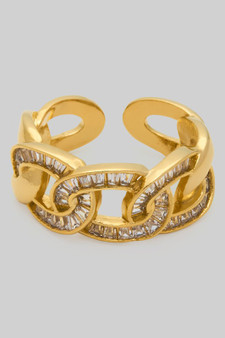 Sparkling Baguette Cz Chain Ring