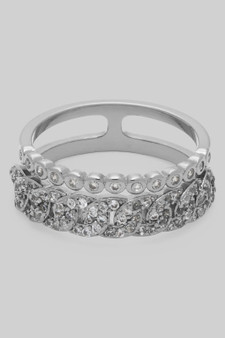Shiny Cz Pave Chain And Row Stack Ring