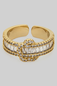Dazzling Baguette And Cz Pave Band Ring