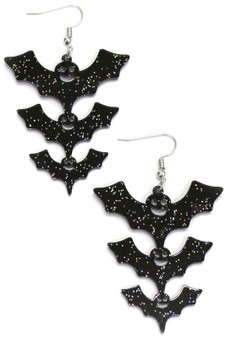Epoxy Halloween Bat Earrings
