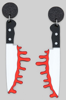 Acrylic Dangling Bloody Knife Earrings