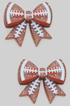 Glittery Acrylic Football Bow Studs