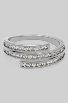 Elegant Triple Cz Pave Twist Ring