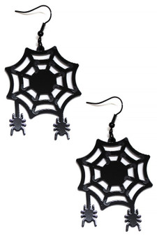 Acrylic Halloween Spider Web Drop Earrings