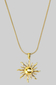 Stainless Steel Blazing Sun Pendant Necklace