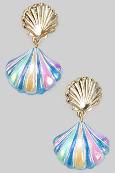 Multi Colored Tiered Shell Drop Earrings