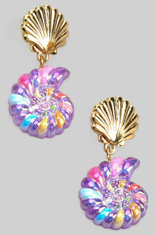 Multi Colored Tiered Twist Shell Drop Earrings