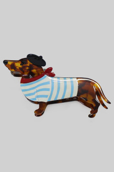 Playful French Dressed Dachshund Hair Clip