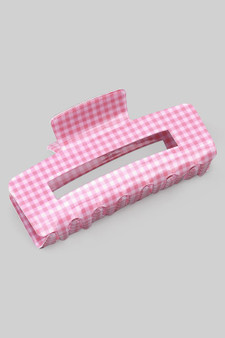 Glossy Checkered Rectangular Cutout Hair Clip