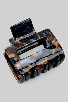 Glossy Marbled Acrylic Square Cutout Hair Clip