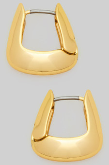 Exquisite Rectangular Brass Hoop Earrings