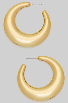 Flat Edge Crescent Hoop Earrings