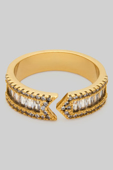 Lavish Baguette And Cz Pave Arrow Ring