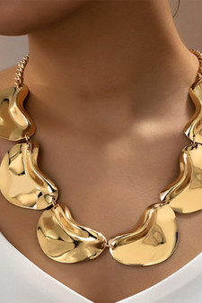 Textured Geo Link Bib Chain Necklace