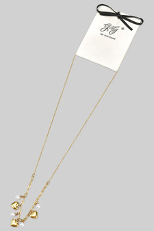 Stainless Steel Heart And Pearl Charm Chain Necklace