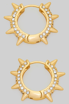 Spiked Hoops With Cz Pave