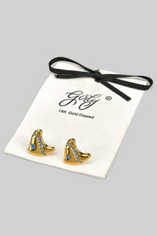 Stainless Steel Blue Pave Fish Post Earrings