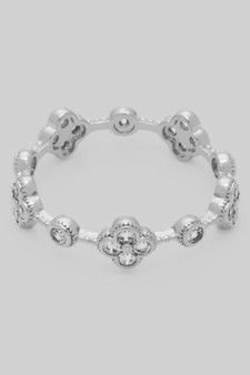 Cz Clover And Round Stone Delicate Ring