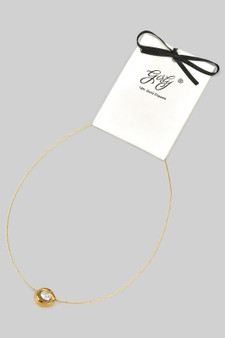 Stainless Steel Cable Necklace With Cz Bulb Pendant