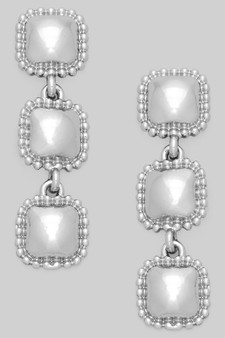 Triple Textured Square Drop Earrings