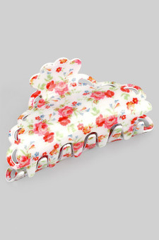 Colorful Flower Bouquet Scallop Hair Clip