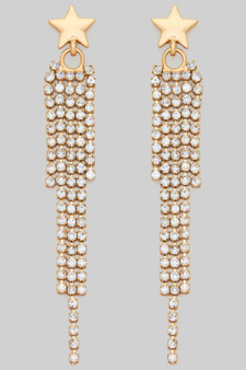 Star Studs With Dangling Cz Strands
