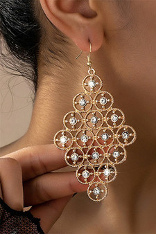 Large Textured Geo Drop Earrings With Dazzling Cz