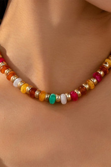 Multi Colored Stone Beaded Necklace