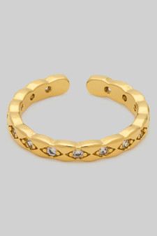 Ruffle Edge Brass Ring With Decorative Cz