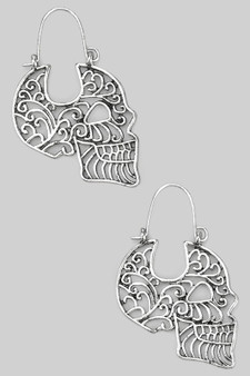 Filigree Skull Drop Earrings