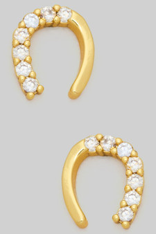 Dainty Horseshoe Studs With Cz Pave