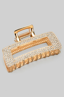 Rectangular Cz Pave Metal Hair Clip
