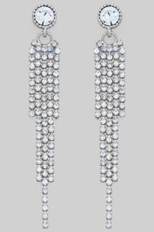 Round Cz Studs With Dangling Cz Strands