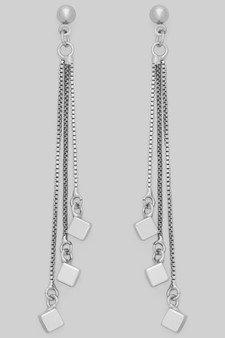 Ball Studs With Dangling Cube Charms
