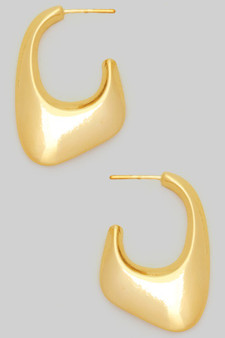 Brass Hook Ended Hoop Earrings