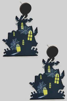 Acrylic Halloween Haunter House Drop Earrings