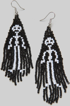 Beaded Skull Coffin Earrings