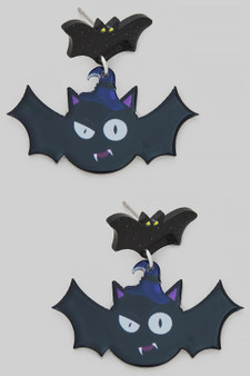 Acrylic Halloween Bat Drop Earrings