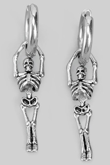 Stainless Steel Skeleton Charm Huggies