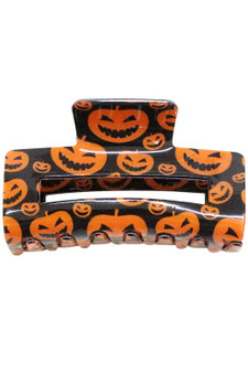 Spooky Pumpkin Rectangle Jaw Hair Clip