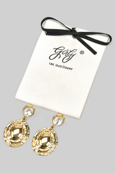 18K Gold Dipped Cz Post With Textured Charm