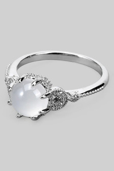 Gothic Intricate Crystal Ball Ring
