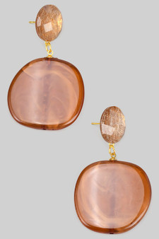 Etched Round Post Tiered Acrylic Drop Earrings
