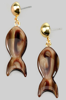 Acrylic Resin Fish Charm Drop Earrings
