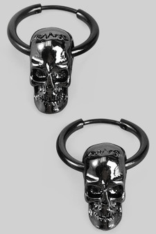 Gothic Skull Charm Hoop Earrings