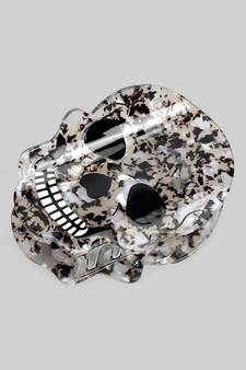 Marbled Acrylic Skull Hair Clip