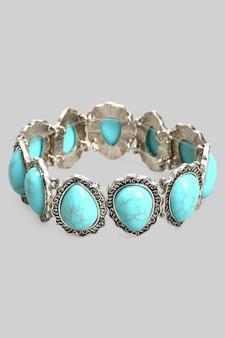 Teardrop Turquoise Stone Western Stretch Bracelet